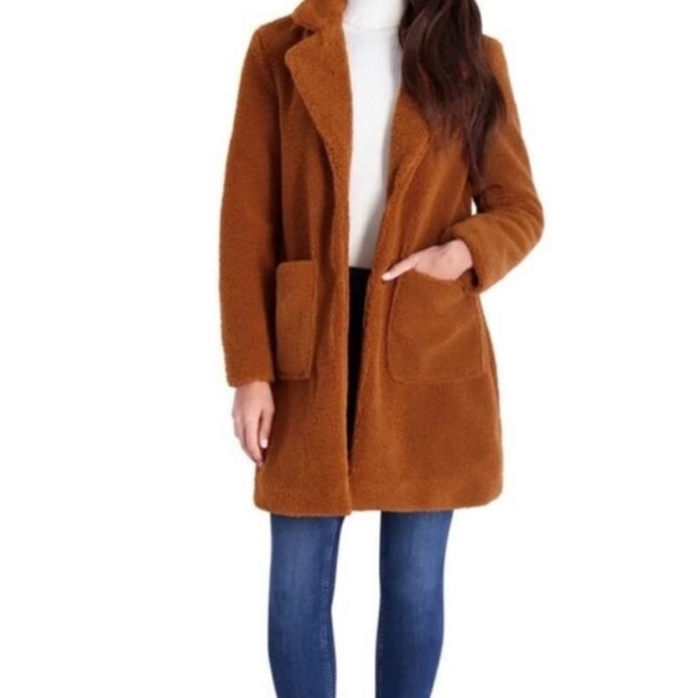 French Connection Cognac Teddy Coat L